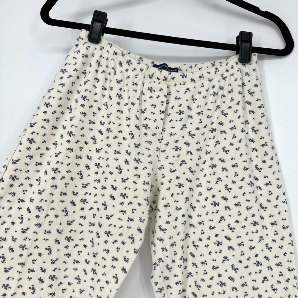 Brandy Melville Floral Low Rise Flare Pajama Lounge Pointelle Pants Coquette S - Picture 3 of 7